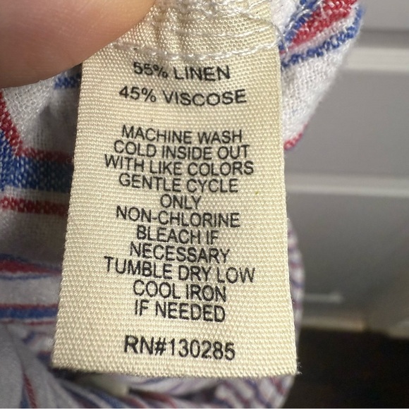 Per Se Red, White and Blue Straight Leg Pants Linen Blend Size Large GUC - Picture 6 of 6